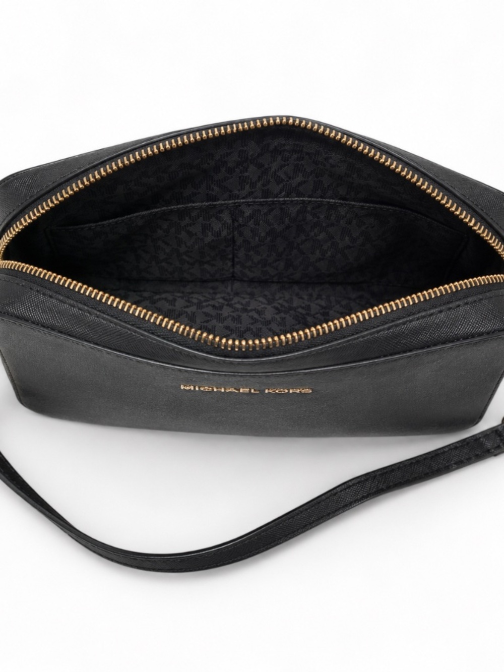 Michael Kors Black Saffiano Crossbody Gold Chain Bag - Picture 5 of 6
